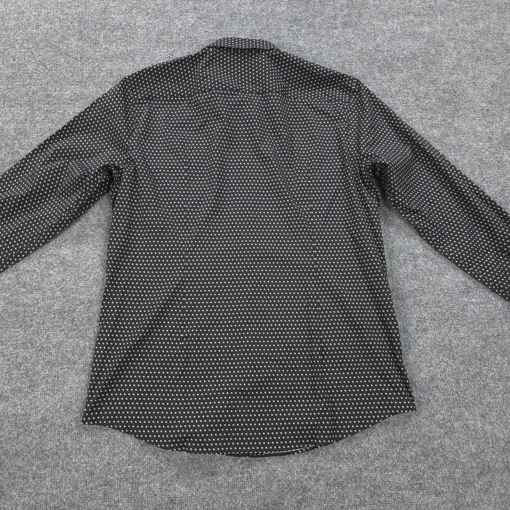 Boss Shirt Mens XL 17.5 34/35 Black Hank Kent Slim Fit Stretch Polka Dot Dress - Picture 8 of 13